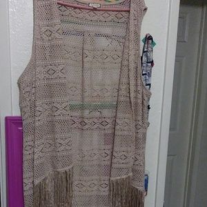 Fringe crochet knit vest